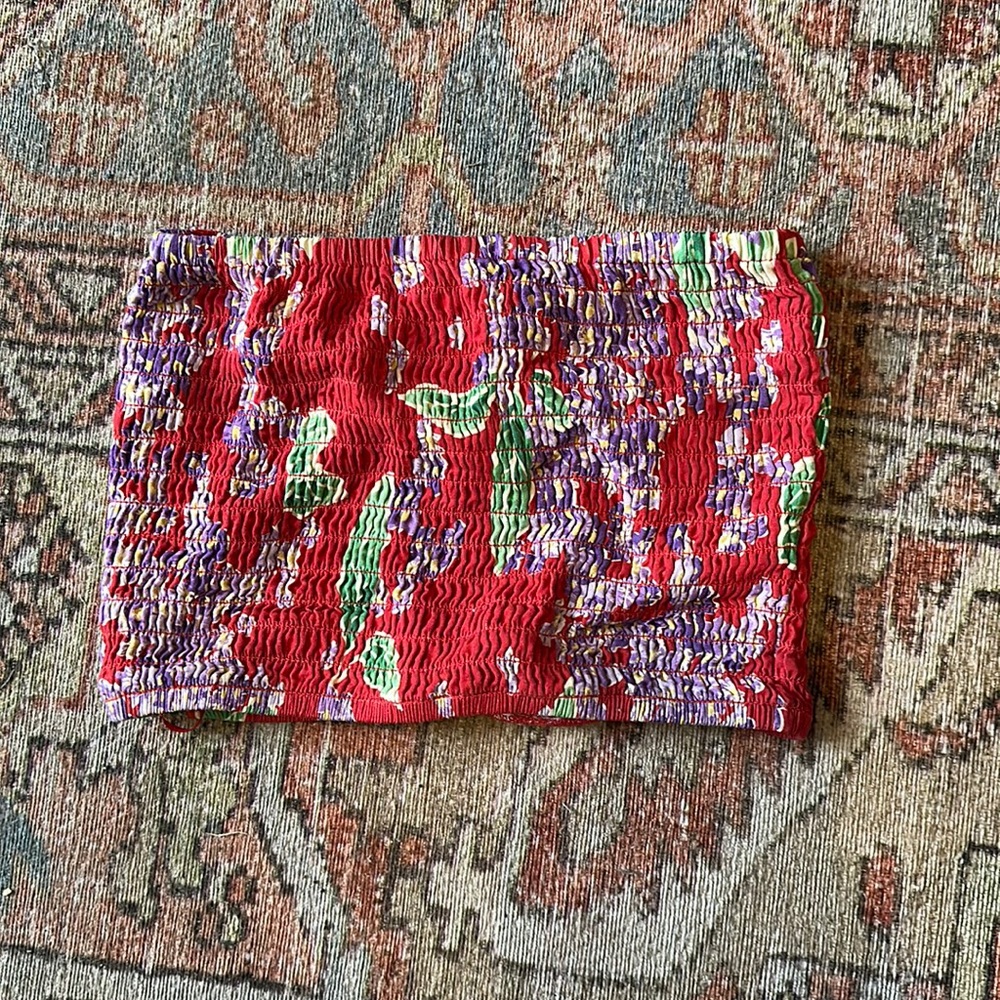 Rhythm Isle Foral Smocked Strapless Top